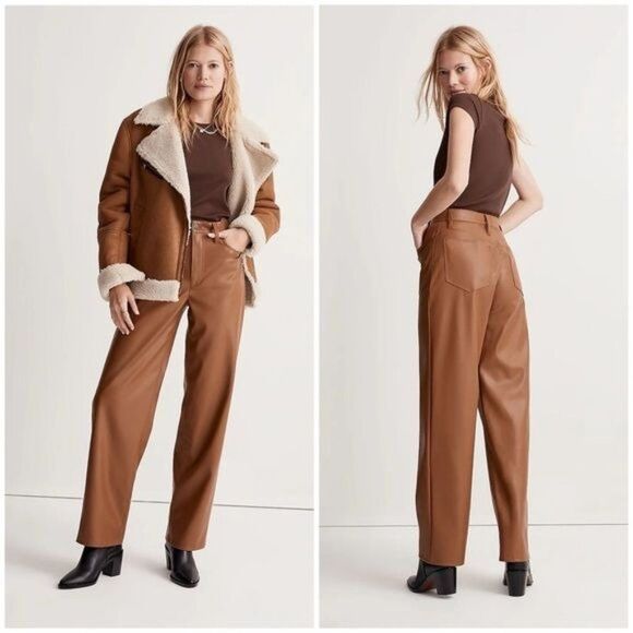 Madewell Pants - MADEWELL The Perfect Vintage Wide-Leg Pant Faux Leather Edition Size 30